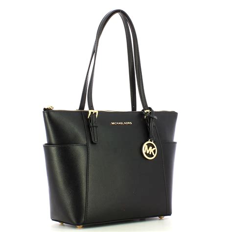 michael michael kors jet set item ew tz tote black|michael kors jet set saffiano.